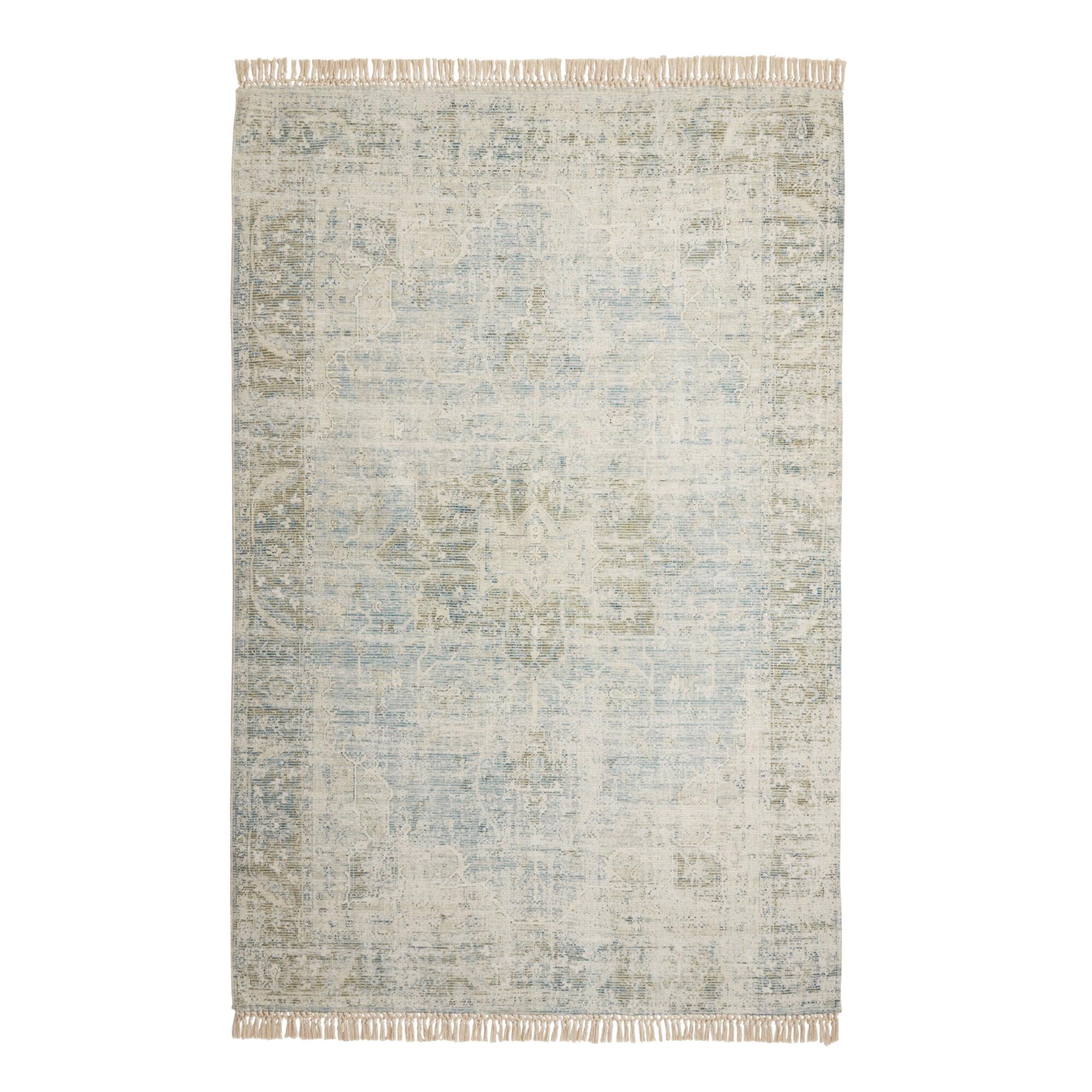 Blue and Green Persian Style Capitola Area Rug: Multi - Cotton - 6' x 9' by World Market