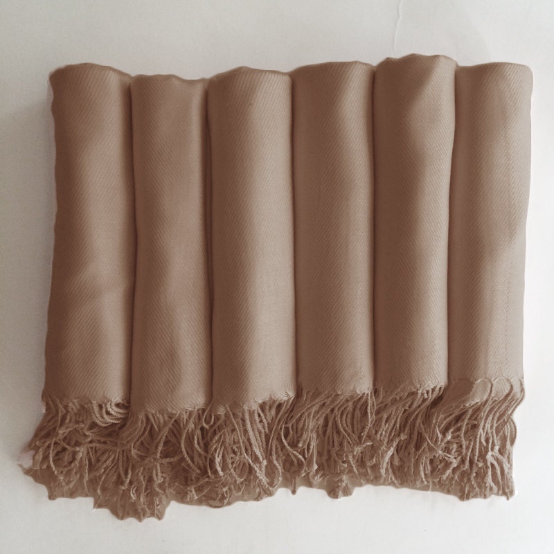 Pashmina Shawl Latte Brown Bridesmaid Gift, Wedding Favor, Bridal Party Gift - Monogrammable Sorority