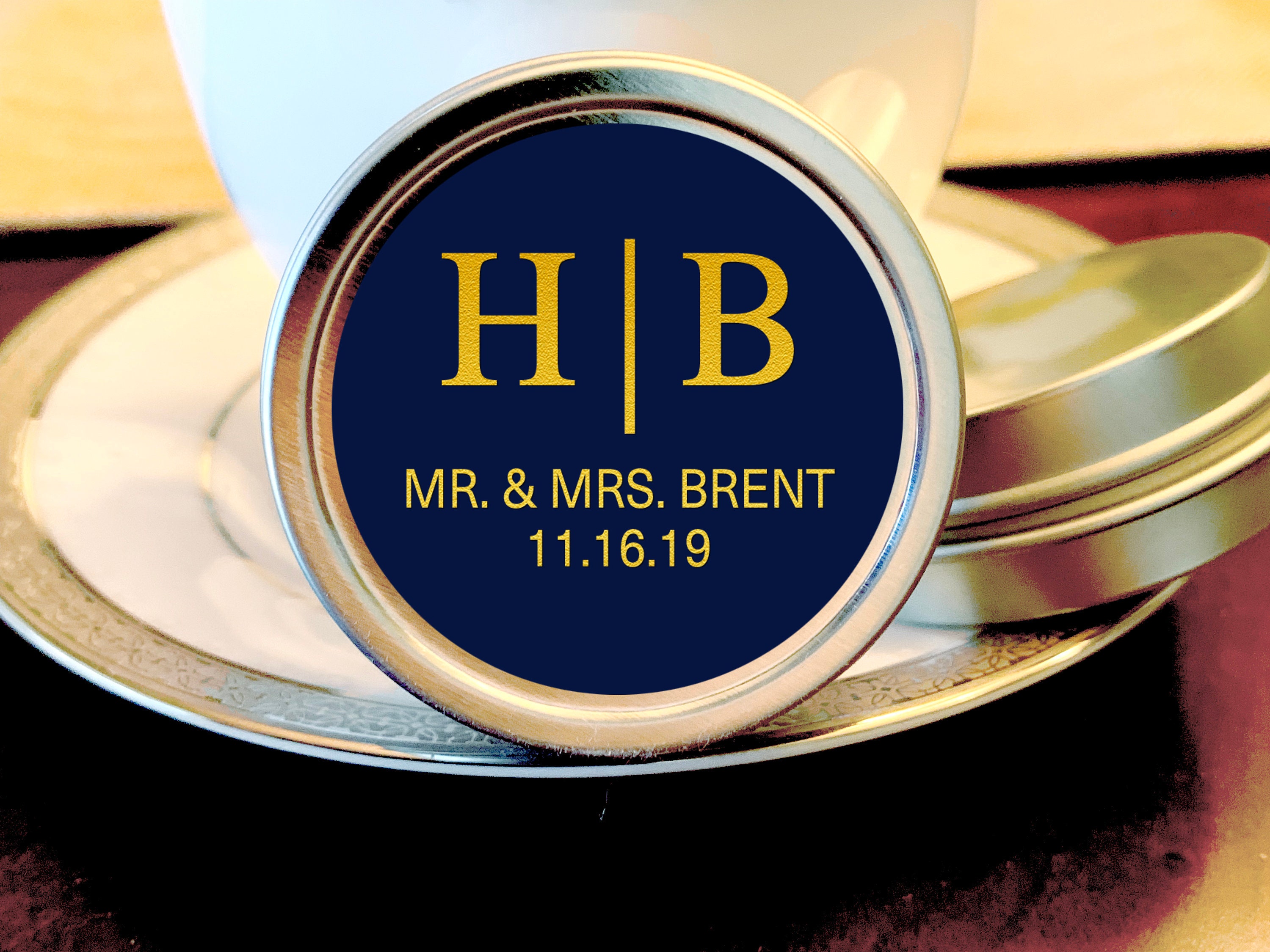 Faux Gold Foil Monogram Rehearsal Dinner Favors - Mints Wedding Bridal Shower Decor