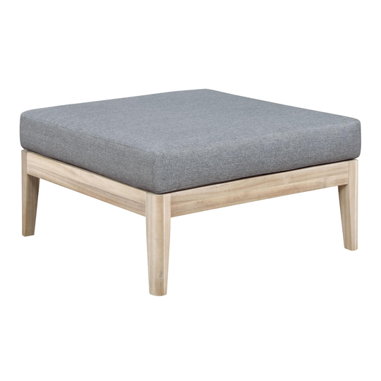 Natural Acacia Jorna Modular Outdoor Patio Sectional Ottoman: Gray/Natural - Wood by World Market