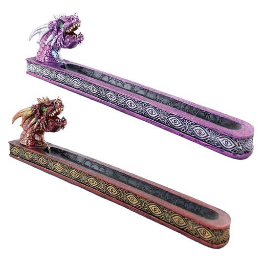 Dragon Head Ceramic Incense Stick Holder 12.5" | Available in Red Or Purple