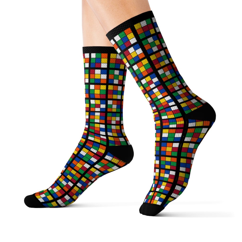 Rubik's Cube Socks - Fun For Men, Women, Adult, Kids, Teens