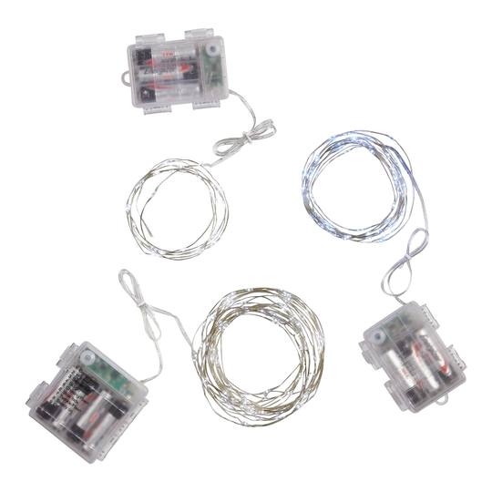 Pier Place White Sparkle LED Battery Operated String Lights: Silver - Metal by World Market