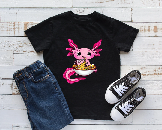 Cute Axolotl Eating Ramen Kids Shirt, Youth Lover Gift, Infant, Hoodie