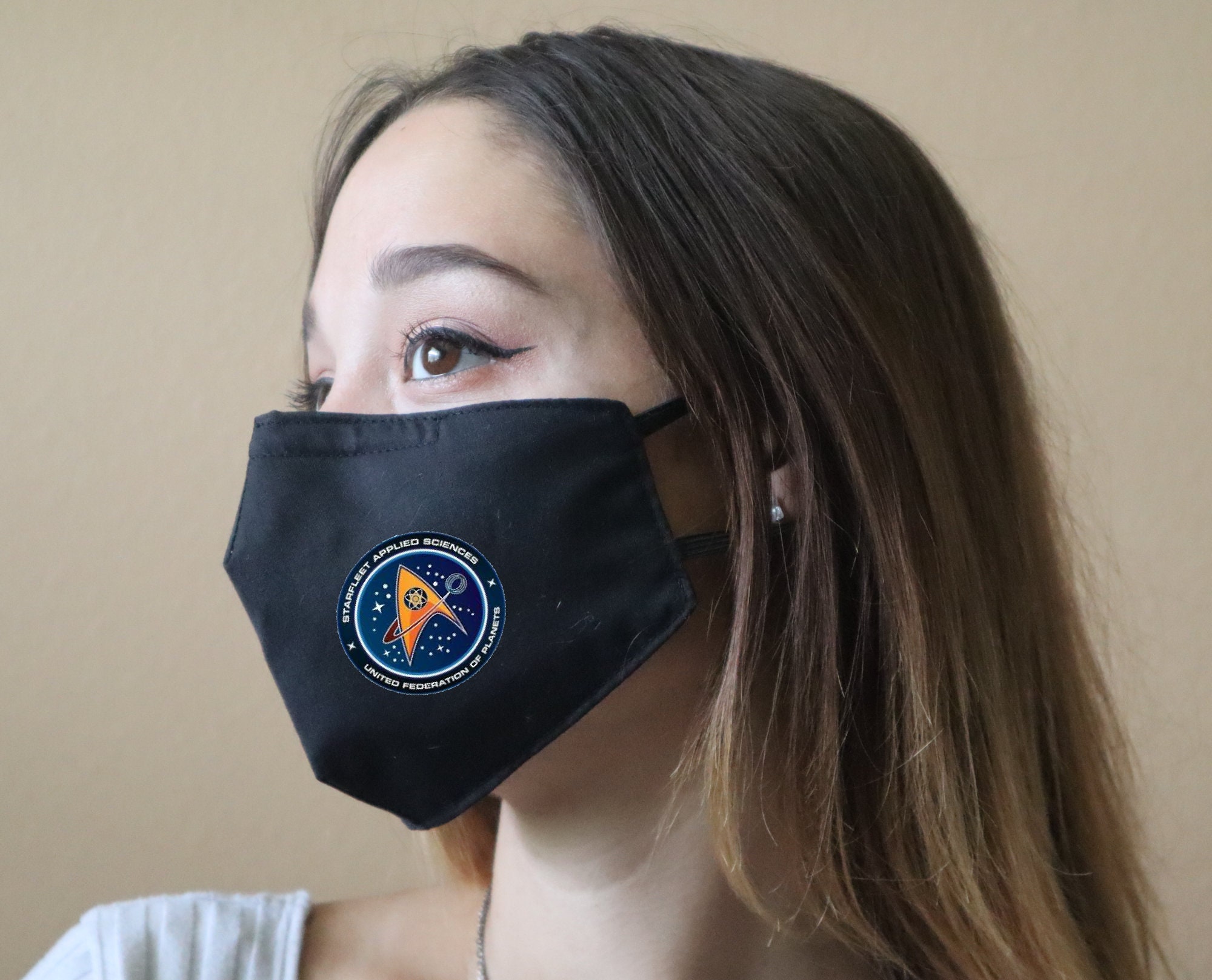 Handmade Cotton Blend Customizable Face Masks With Adjustable Ear-Loops - Star Trek- Starfleet Applied Sciences