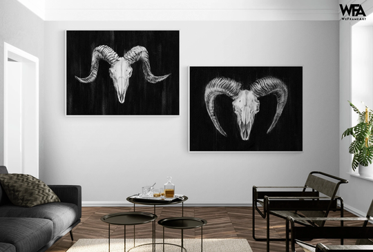 Rustic Ram Mount I & Ii By Ethan Harper, Set Of 2 Framed Wall Prints, Decor, Black White Animal Print, Art