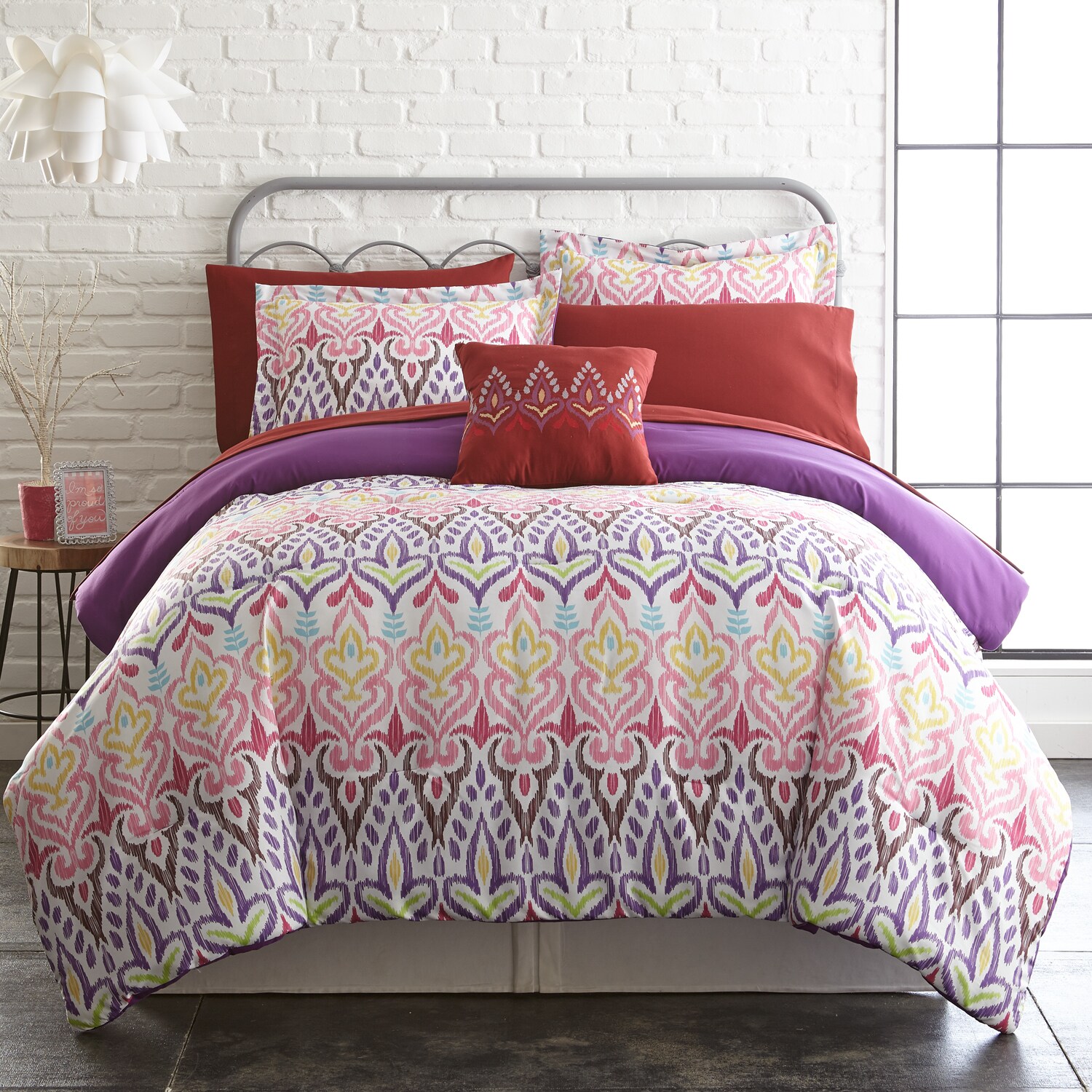 Amrapur Overseas Printed reversible complete bed set Multi Multi Reversible Twin Comforter (Blend with Polyester Fill) | 4BDSTPRTG-IKT-TN