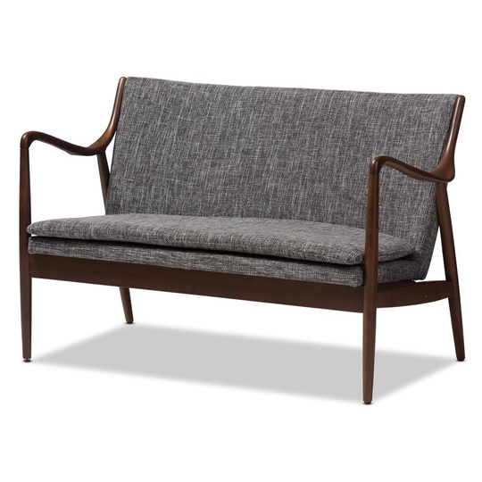 Baxton Studio Shakespeare Midcentury Grey Polyester/Blend Loveseat in Gray | 143-7957-LW