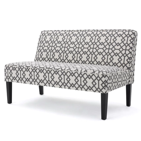 Best Selling Home Decor Deon Modern Gray Geometric and Matte Black Polyester/Blend Loveseat | 299747