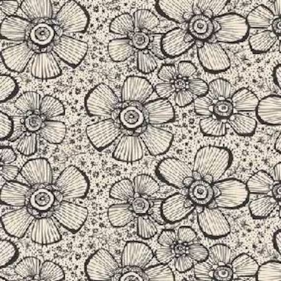 Retired Love Is Spoken Here Cori Dantini Cotton Quilt Fabric Bloom With Heart Floral Black Cream Blender Out Of Print Oop