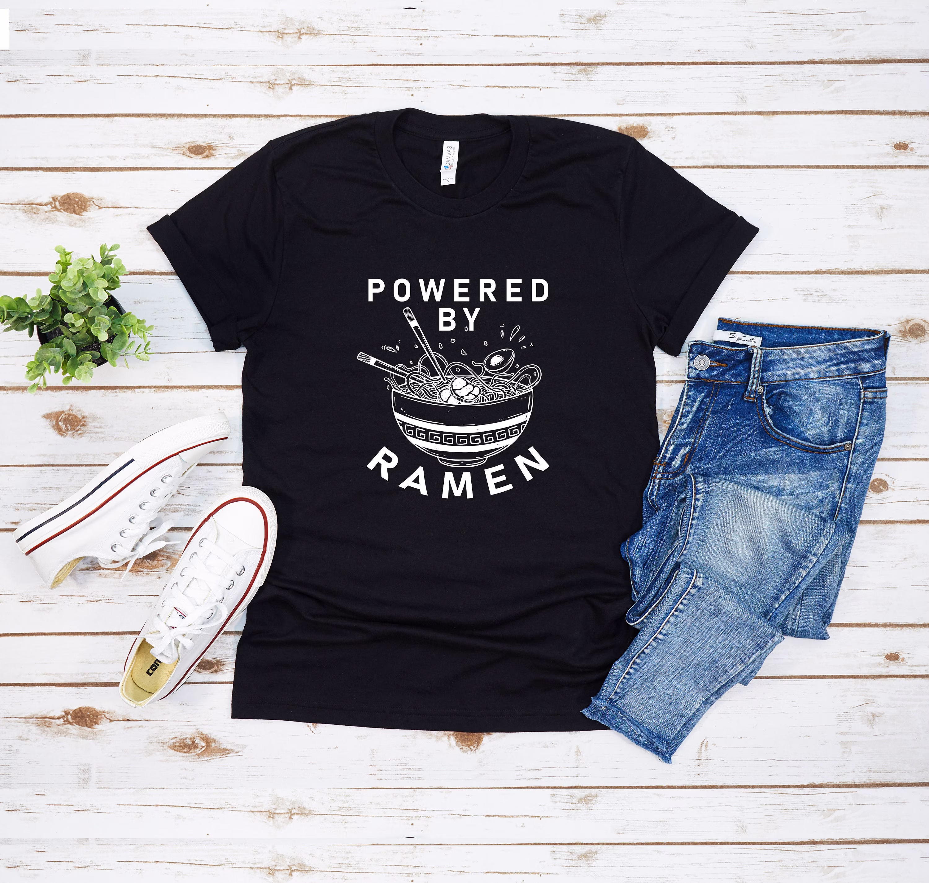 Ramen Shirt, Lover Gift, Noodles Noodle Foodie Powered By Ramen, Gift For Foodie, T-Shirt