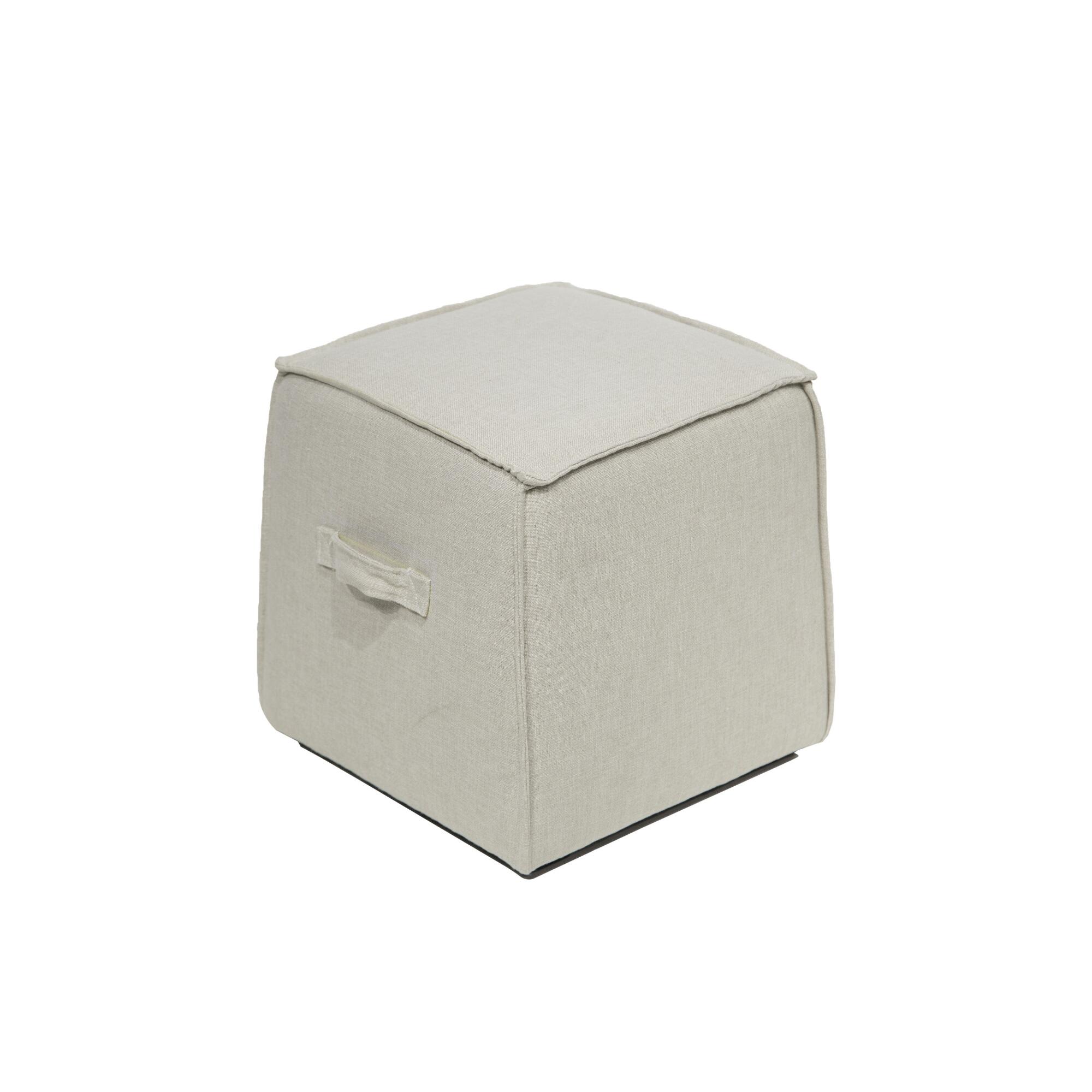 Square Sand Rylan Upholstered Ottoman: Natural by World Market