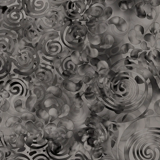Swirling Texture Ombre Blender in Charcoal From Effervescence Collection For Qt Fabrics - 100% Cotton Color Fades Light To Dark