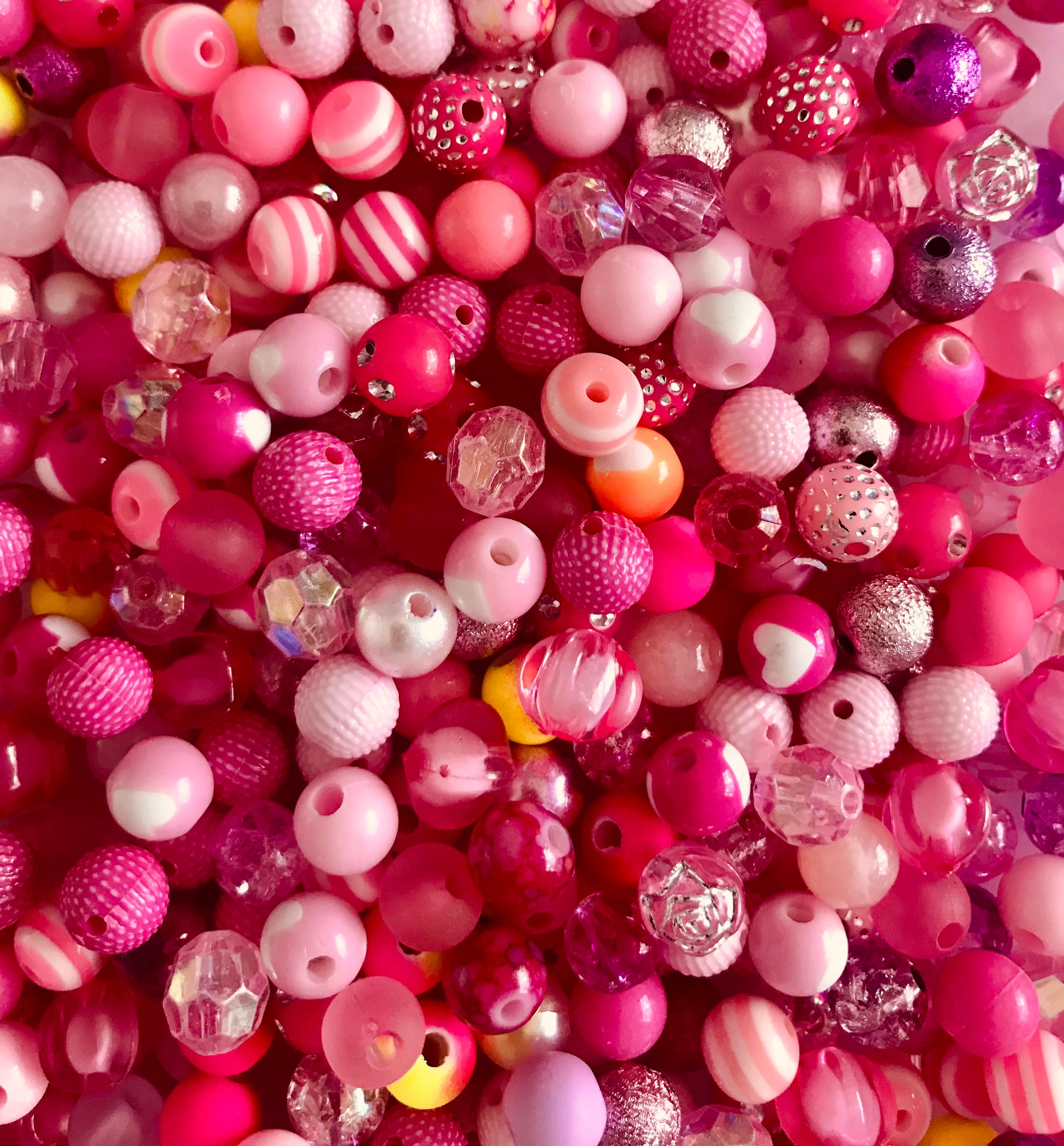 Pink 8mm Bubblegum Bead Assorted Bulk Mix Silver Theme Love Mix Lot Pink Soup