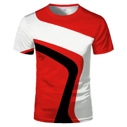 Men's Fashion T-shirt 3D Printing Cotton Blended Turtleneck Round Neck Short Sleeve Comfortable Fit Casual Sports T-shirt 2021 - no-5, l