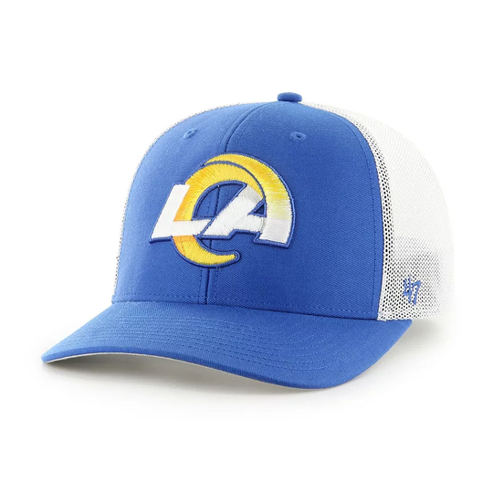 Men's '47 Royal/White Los Angeles Rams Trophy Trucker Flex Hat, Size: Medium/Large, Blue