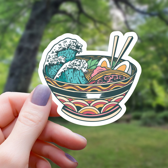 Japanese Wave Ramen Sticker | Water Bottle Laptop Vinyl Waterproof
