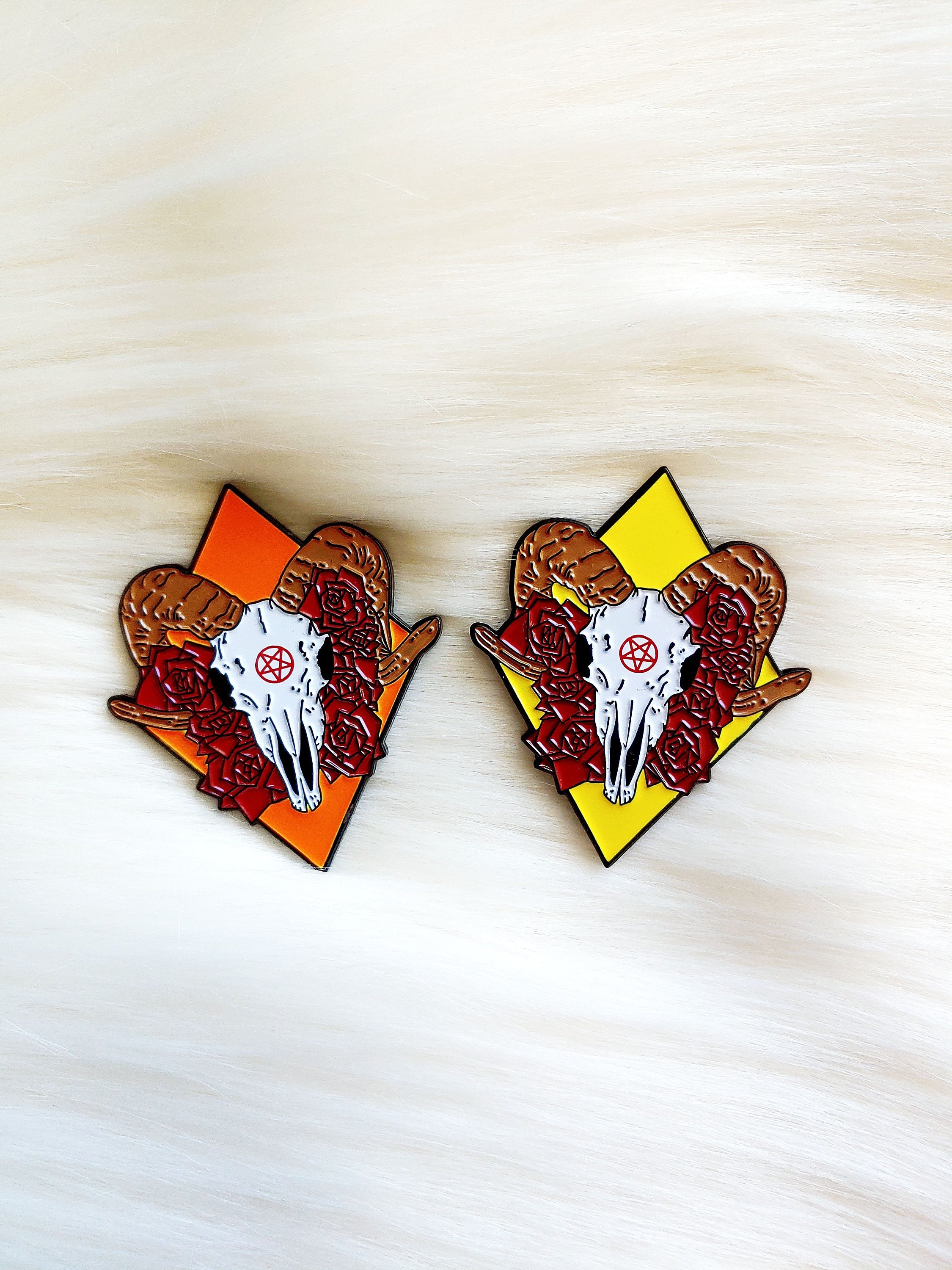 Ram Skull Color Changing Thermal Enamel Pin