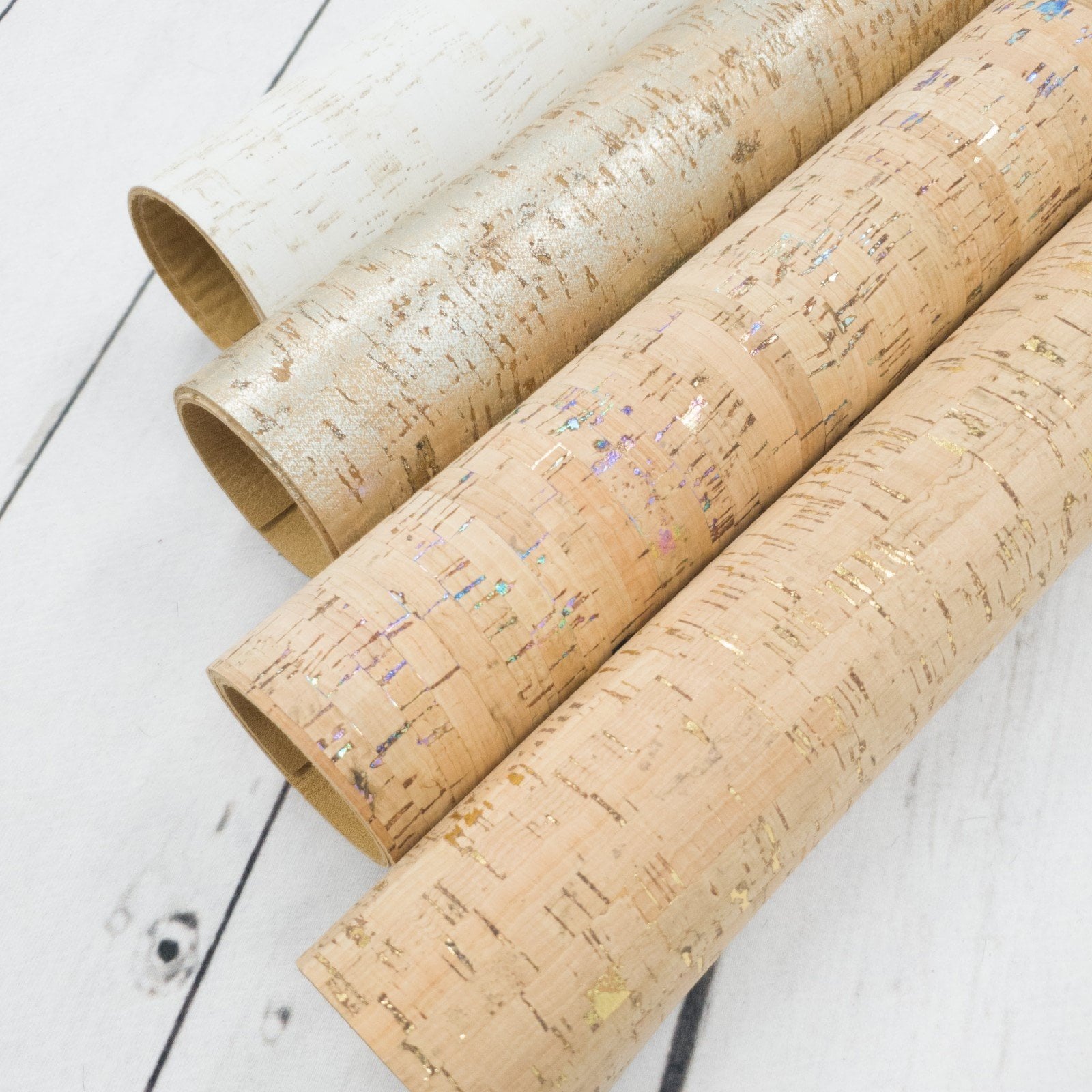 Leather Backed Cork, Genuine Cowhide, Captivating Sheets, Rainbow, Silver, Gold, White, The Guy