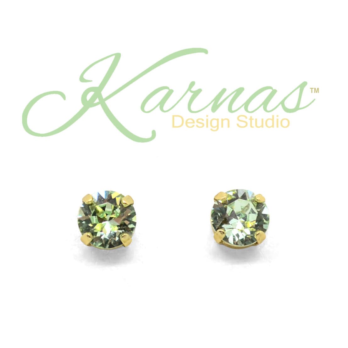 Chrysolite 8mm Stud Or Drop Earrings K.d.s. Premium Crystal Choose Your Finish Karnas Design Studio Free Shipping