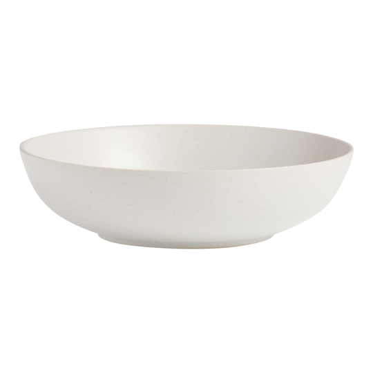 Cream Speckled Flekk Low Bowl: White - Stoneware by World Market