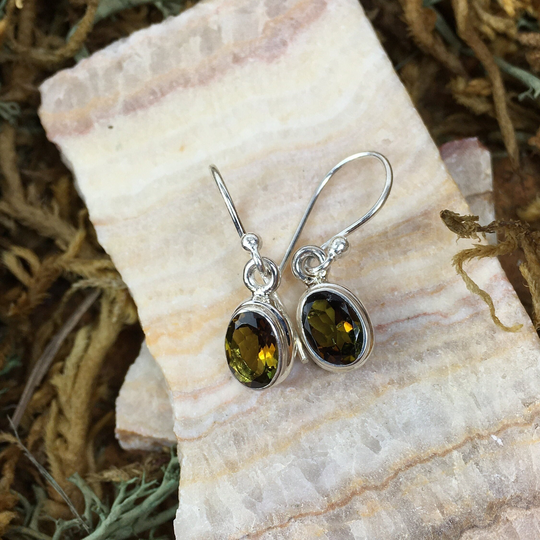 Tourmaline Facet Earrings, Sterling Silver