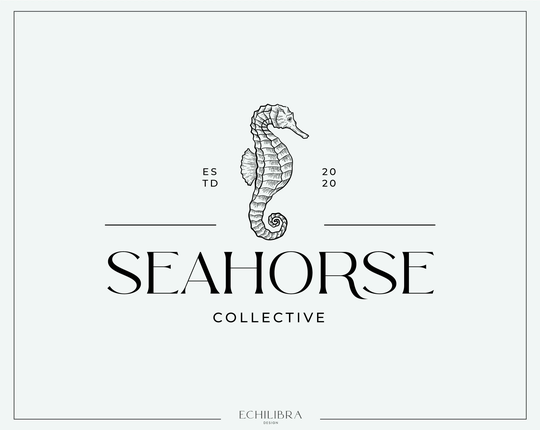 Pre-Made Sea Horse Logo Design, Coastal Logo, Nautical Beach Ocean
