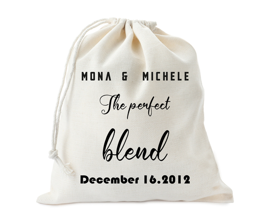 The Perfect Blend Wedding Favor Bags - Coffee Bag Customized Welcome Gift Mini Cotton Bags
