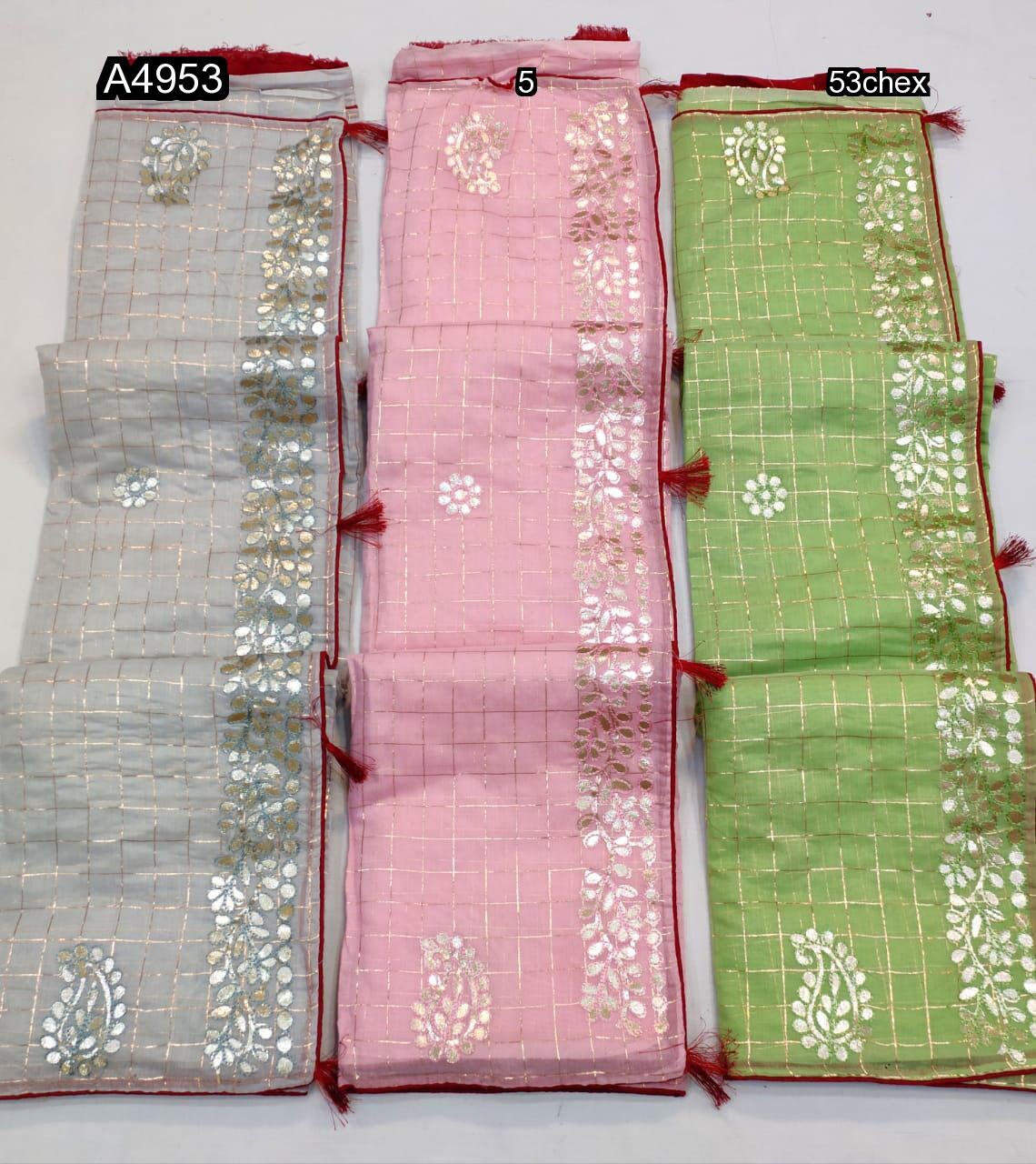 Chanderi Jari Chex Exclusive Blend Of Organza & Chanderi With Gota Patti Work Wedding Partywear Sabyasachi Bollywood Saree