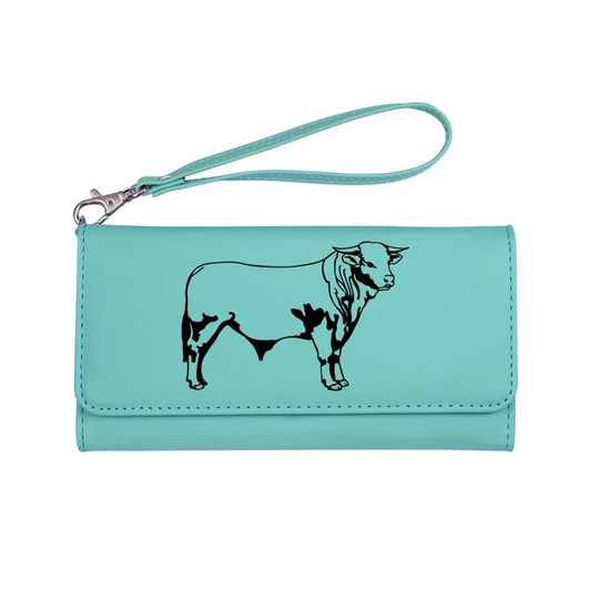 Personalized Wallet With A Removable Wrist Strap Your Choice Of Farm Animal Design | Cow Goat