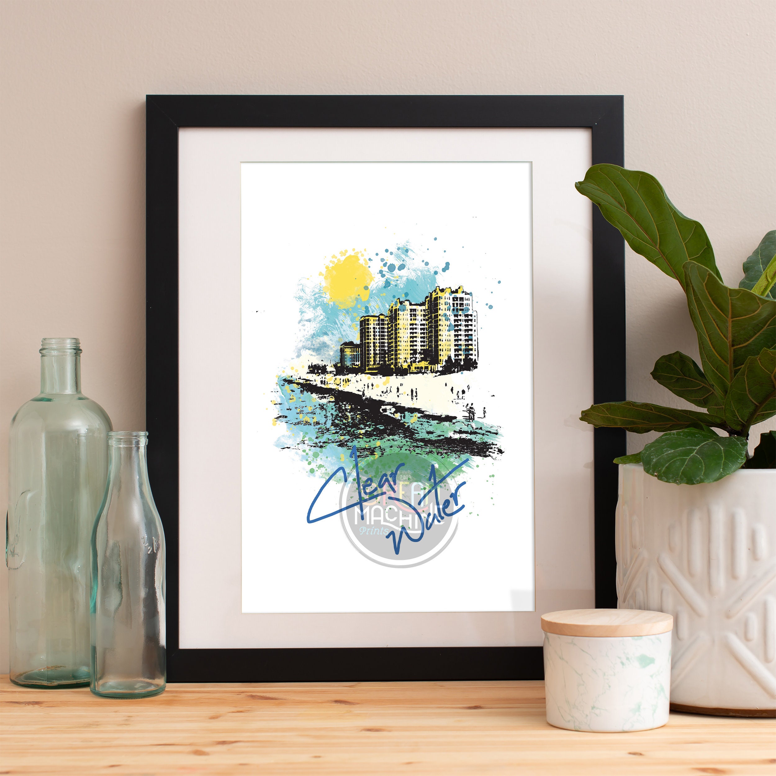 Clearwater Print, Skyline, Art, Poster, Watercolor, Art Florida Map