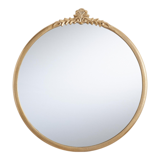 Round Metal Vintage Style Wall Mirror: Gold - Medium (36" & under) by World Market