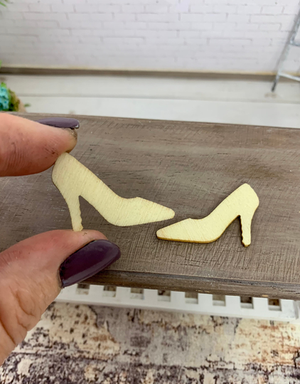 Miniature High Heels Wooden Cut Out, Pair Of