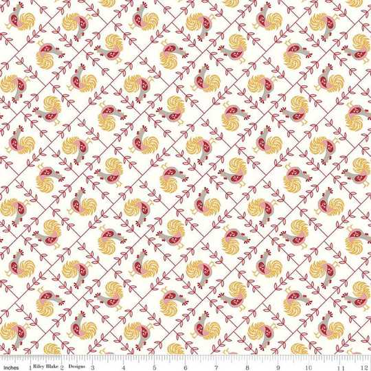Cook Book - Rooster Coral Lori Holt Bee in My Bonnet Riley Blake