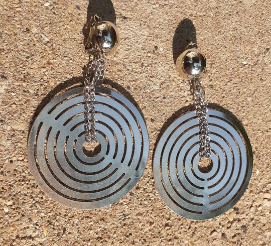 Natural Metal Abstract Hoop Clip On Earrings