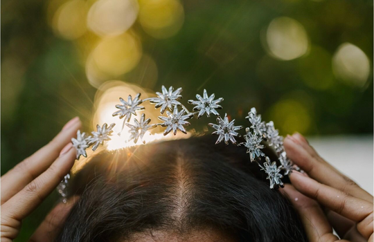 Shining Star Tiara, Bridal Hair Accessory, Silver Headpiece, Headband. Crown, Celestial Headpiece