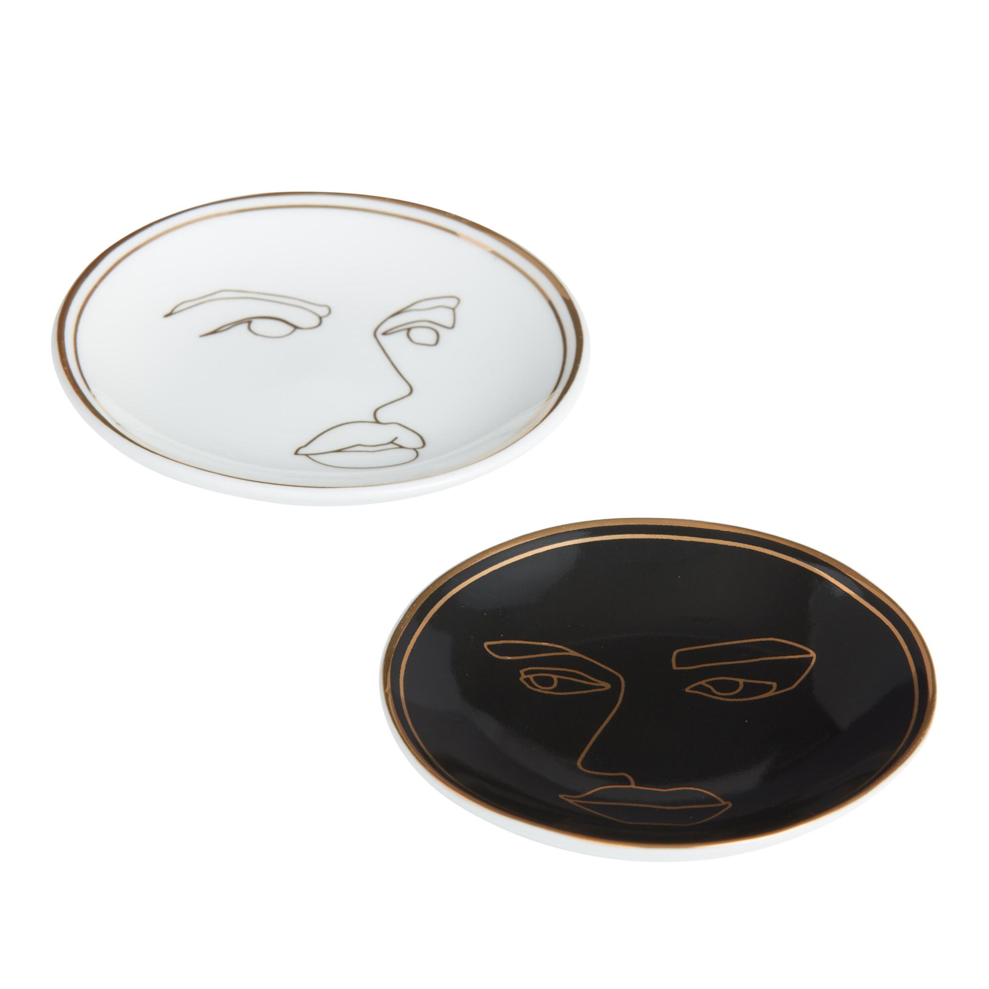 Art Deco Faces Porcelain Tea Rests Set Of 2 by World Market