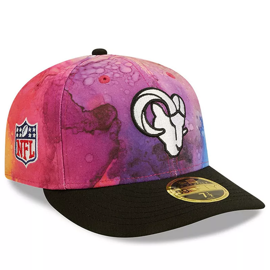 Men's New Era Pink/Black Los Angeles Rams 2022 NFL Crucial Catch Low Profile 59FIFTY Fitted Hat, Size: 7 1/4, LAR Pink