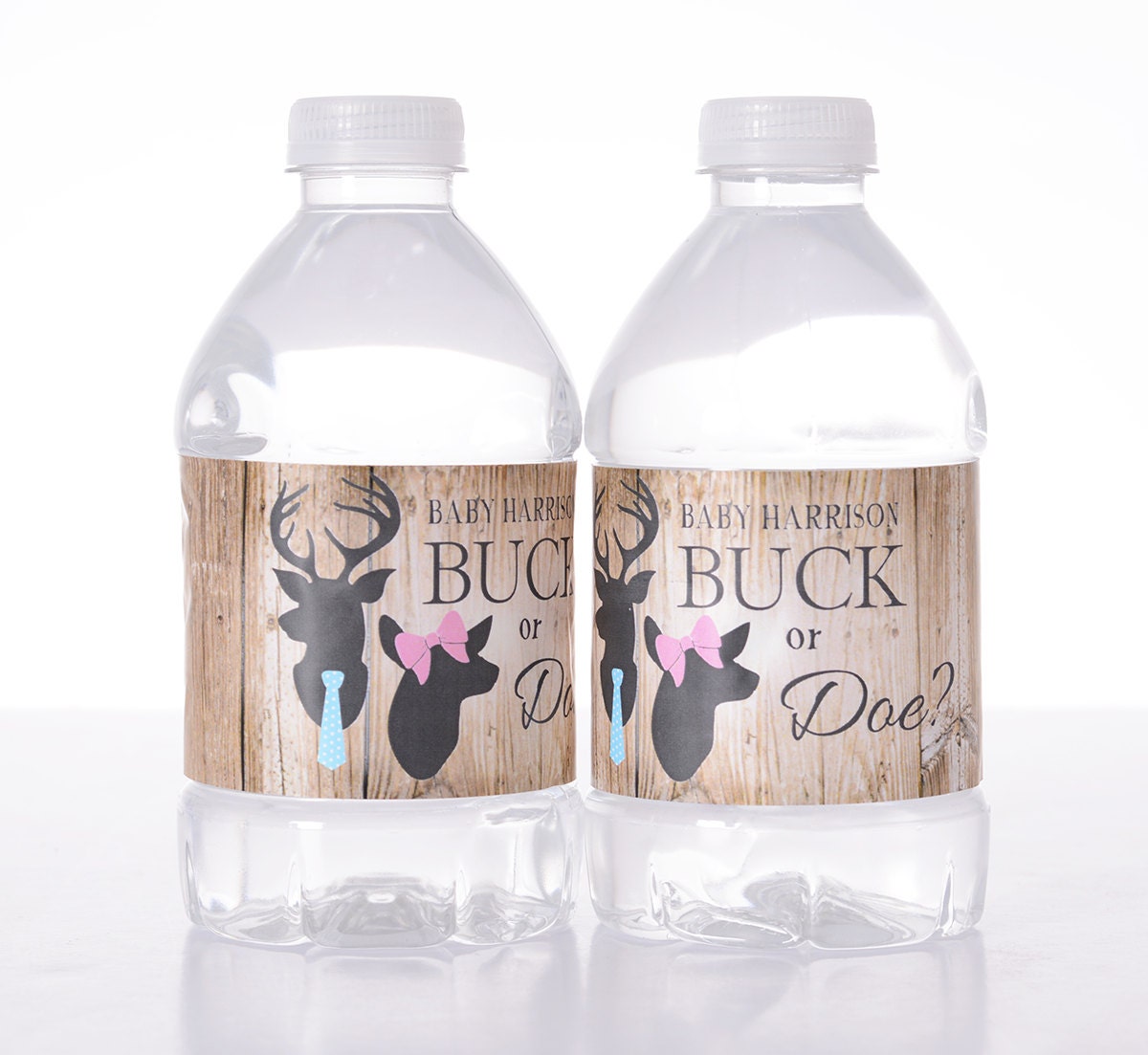 Buck Or Doe? - Gender Reveal Water Bottle Labels, Birthday, Etc Waterproof & Self Stick Baby Shower Decorations #gdr-116