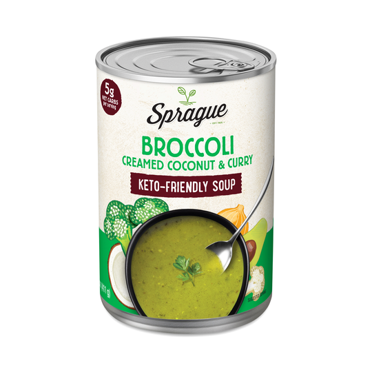 2-Pack Sprague Keto Broccoli Soup with Creamed Coconut & Curry Soup 14.5 fl oz can