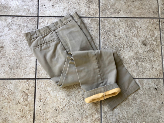 Vintage Ll Bean Cotton Blend Twill Khaki Chinos with Chamois Lining | 34 X 28 Ivy League Trad