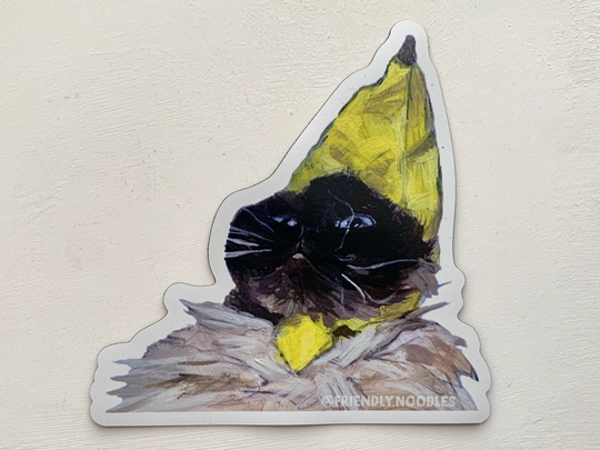 Ba'needles Magnet, Cat Painting, Meme, Fluffy Cat, Friendly Noodles, Artwork, Rebecca Salinas Art, Banana, Cute Noodle