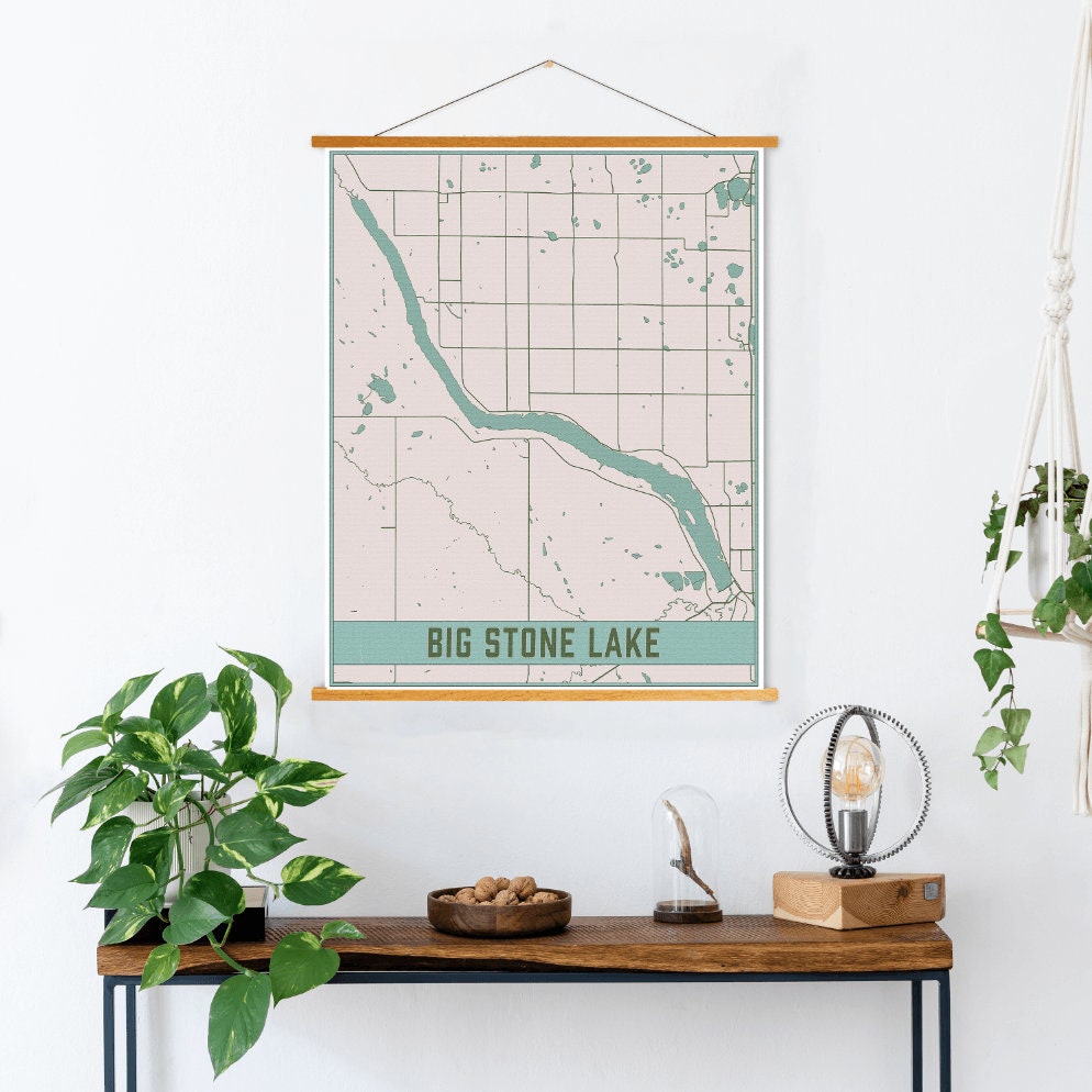Big Stone Lake Minnesota Map Print | Magnetic Poster Frame Printed Marketplace