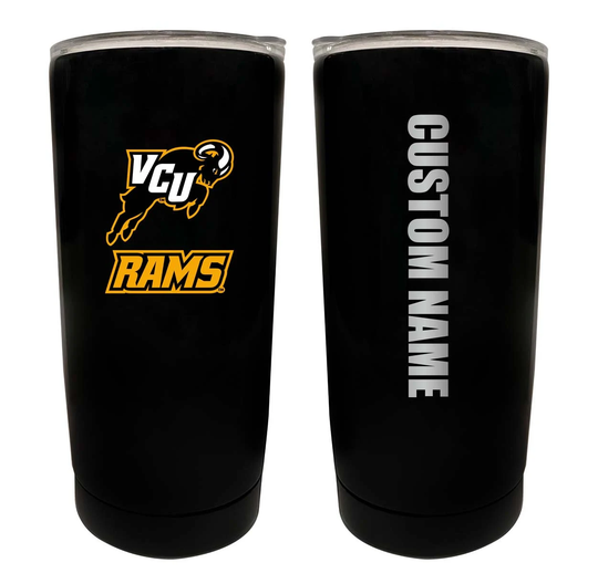 Virginia Commonwealth University Customizable 16Oz Steel Travel Mug-Ncaa Vcu Rams Tumbler With Personalized Engraving in Black Or White