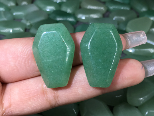 5Pc Natural Aventurine Coffin,crystal Coffin,double Coffin,home Decor,crystal Gifts 1.2 Inch