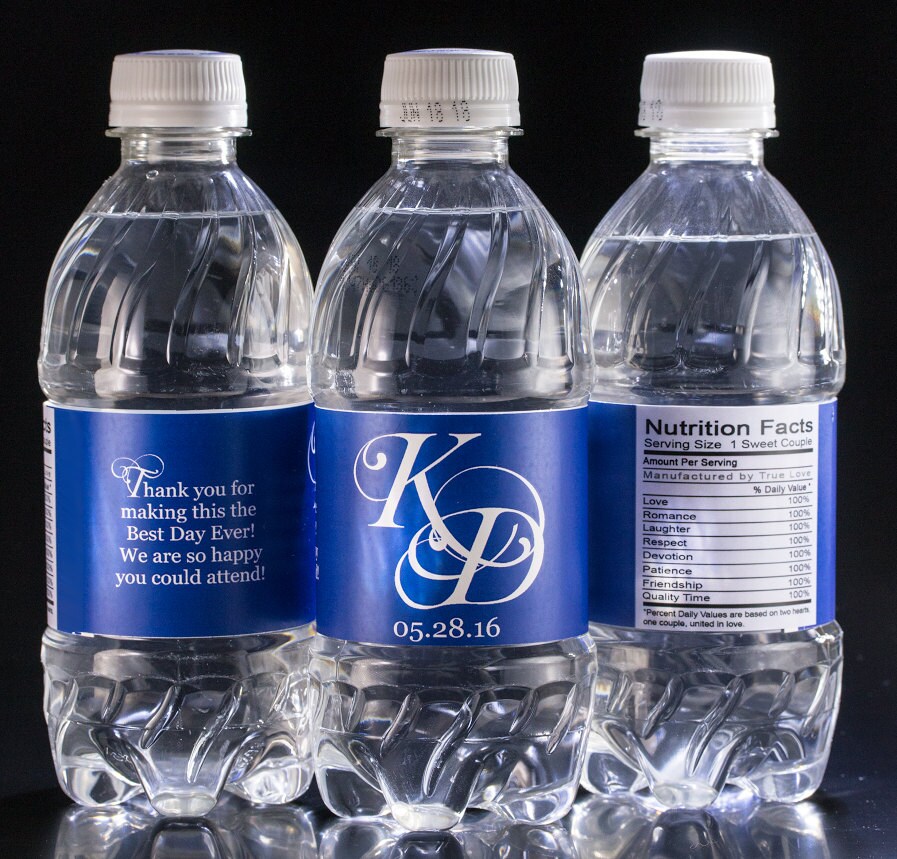 30 Monogram Water Bottle Labels - Wedding Stickers Decor Welcome Bags, Hospitality Bags
