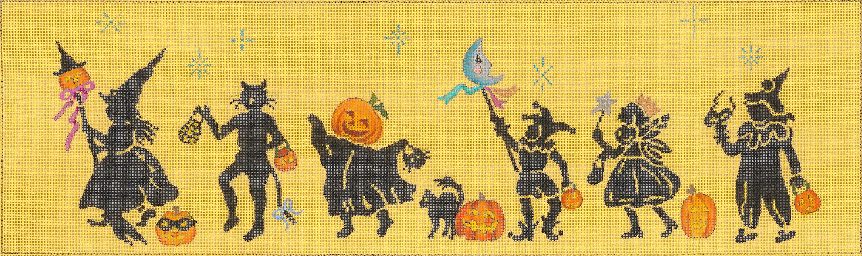 Needlepoint Handpainted Dede Halloween Parade 17x5 -Free Us Shipping