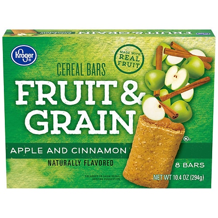 Kroger Fruit & Grain Apple & Cinnamon Cereal Bars - 1.3 oz x 8 pack