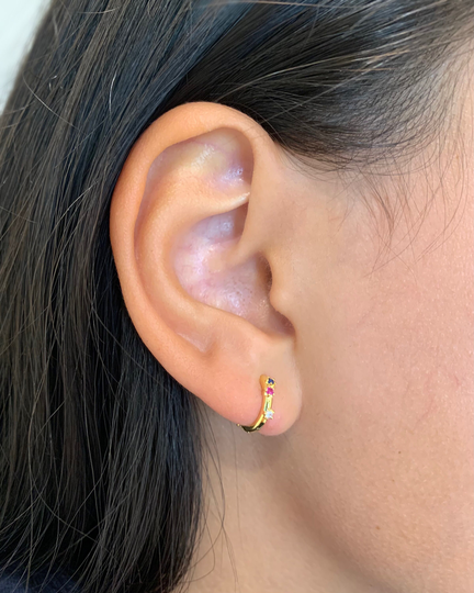 Small Gold Diamond Cz Hoop Earrings, Huggie Cartilage Earring, Minimalistic & Dainty Hoops, 18K Plated Earrings