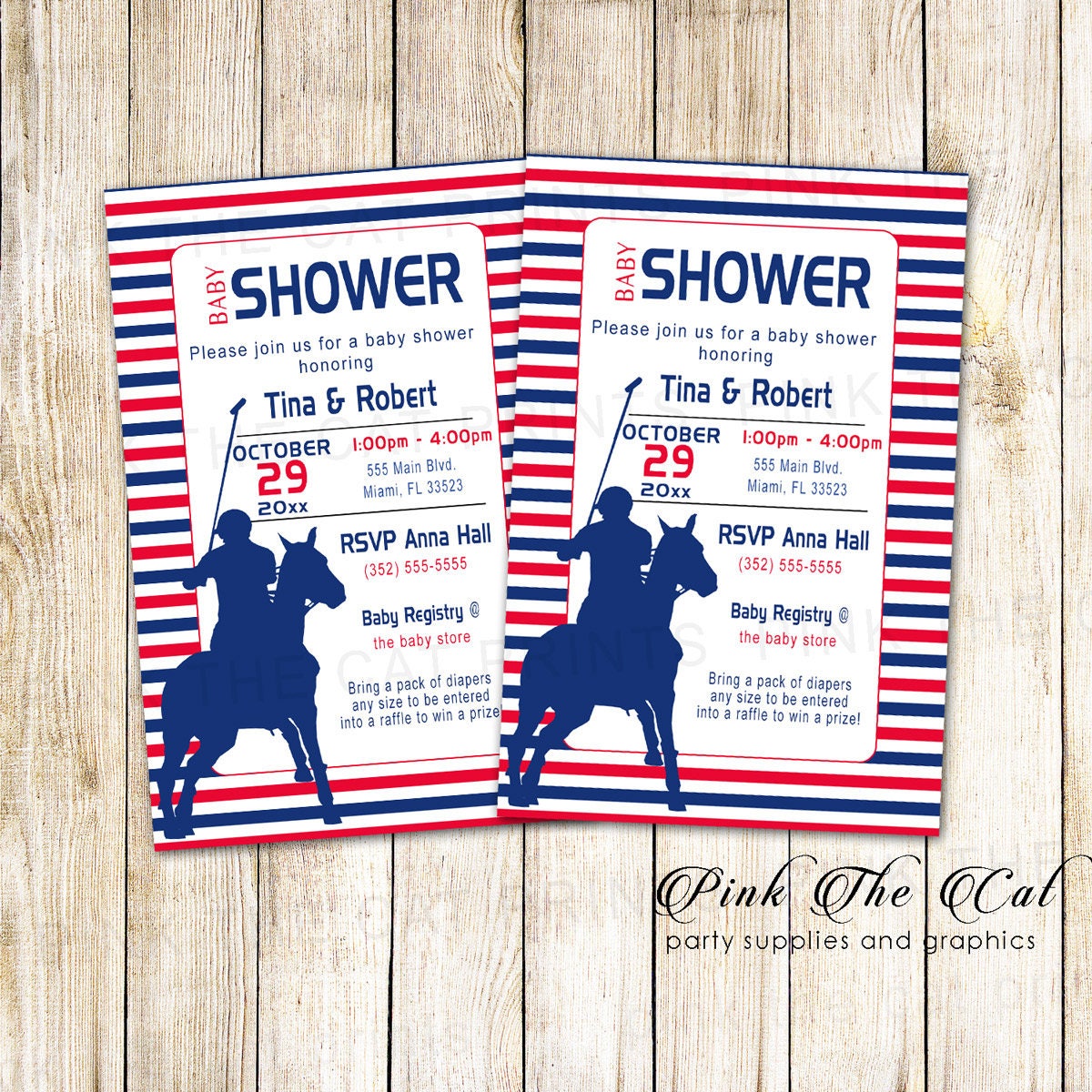 Polo Invitation - Boy 1st Birthday Red Blue Invitations Kids Printable